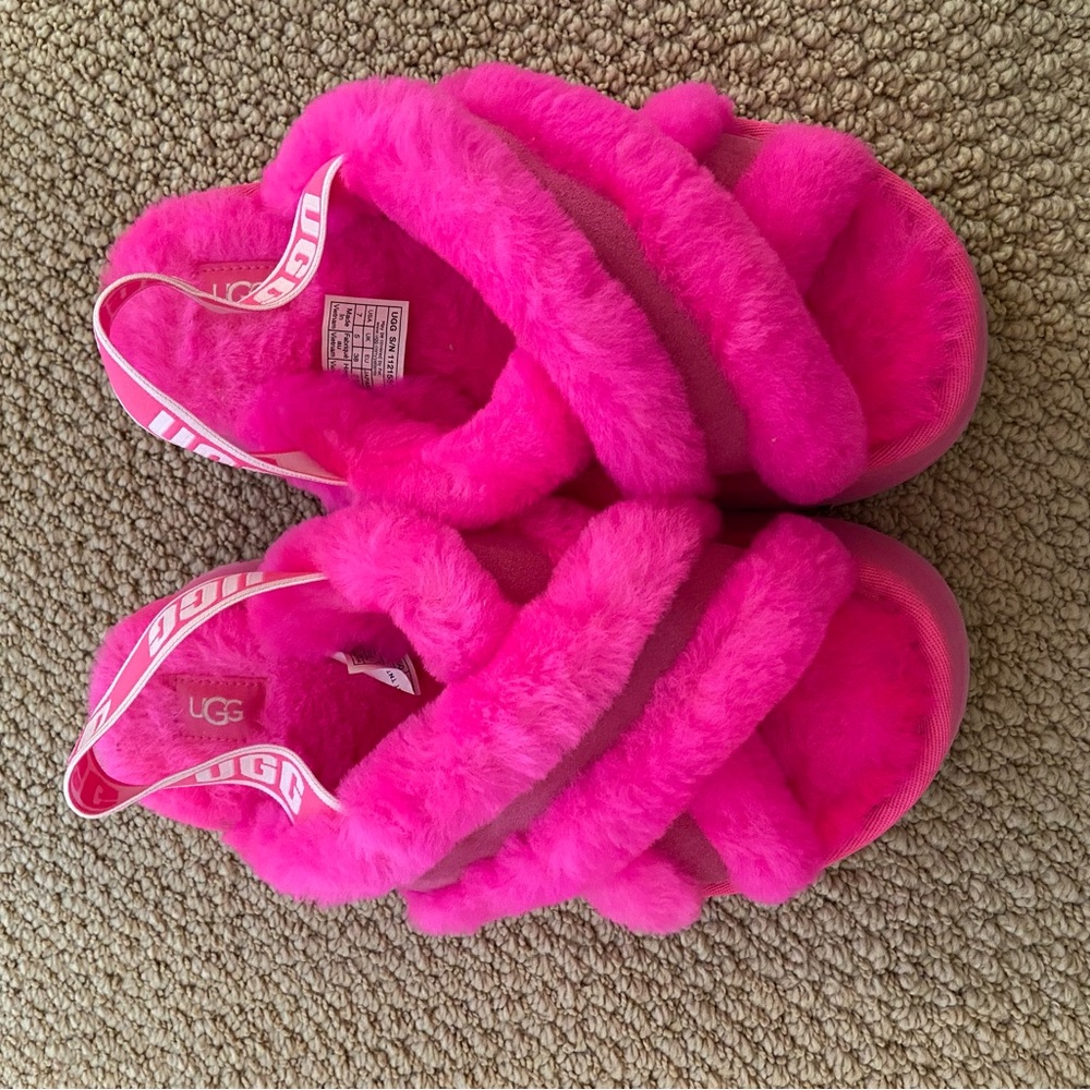 UGG Pink Fluff Yeah Slide Platform Slippers